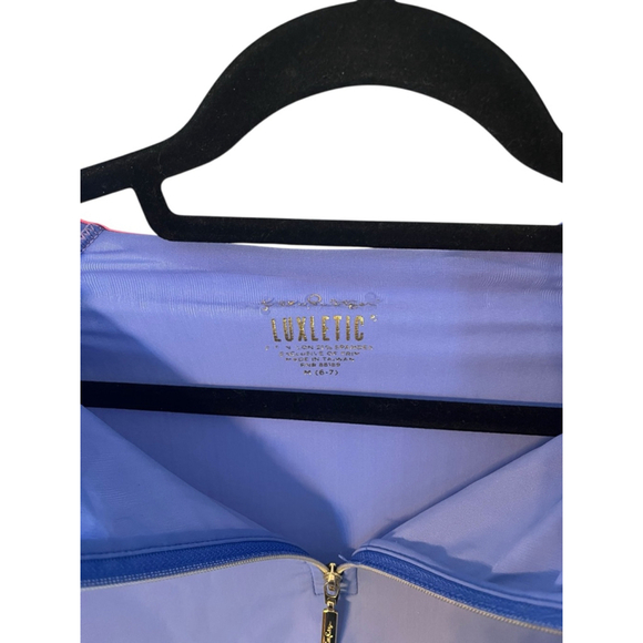 Lilly Pulitzer Luxletic Long Sleeve Workout Cropped Top Size Medium 6 Girls Blue - Picture 4 of 6